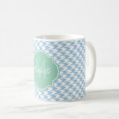 Mok van het monogram platzure Blue Houndstooth (Voorkant rechts)