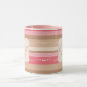 Mok van het pasteelmonogram en het stripspatroon (Midden)