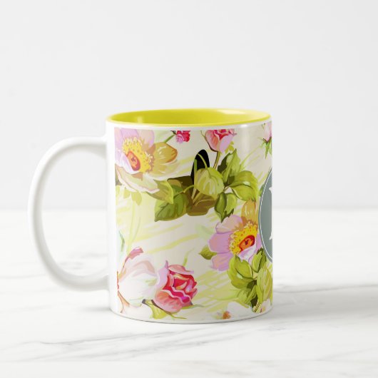 Mok van het  perskoeienmonogram voor Rozen (Links)