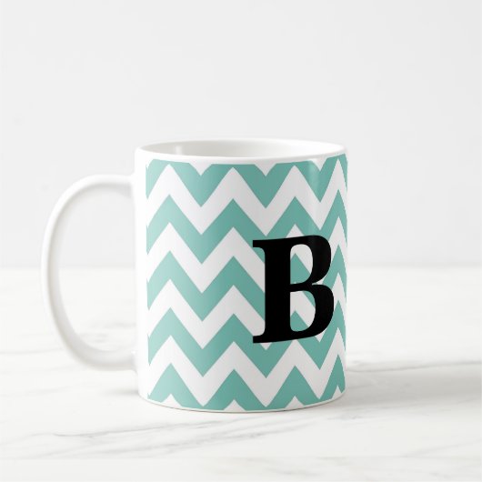 Mok van het seafoam en de zwarte Chevron Monogram (Links)