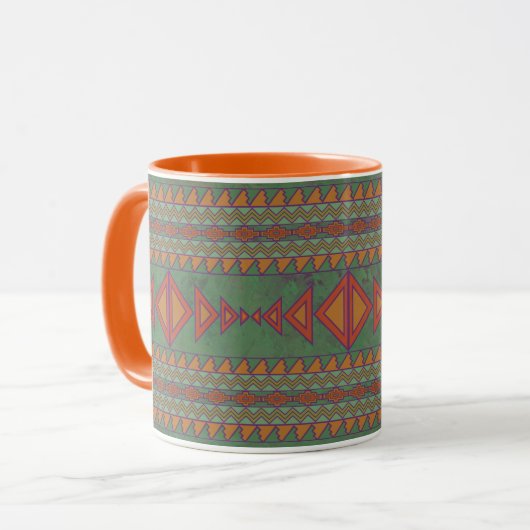 Mok van het Southwest Sagebrush Green Geometric De (Voorkant links)