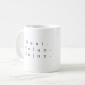 Mok van het uiterlijk: Rest, Relax, Geniet (Voorkant links)