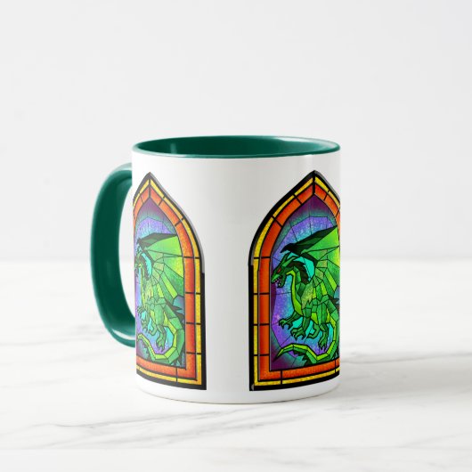 Mok van het venster Glas in lood dragon (Voorkant links)