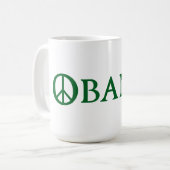 Mok van het vredessymbool van Obama voor koffie (Voorkant links)