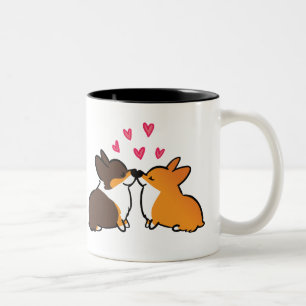 Mok van het zoenen Corgis   Corgi Kissing