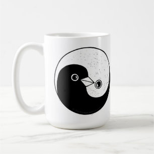 Mok van hoge koffie met Yin Yang-duiven van vrede