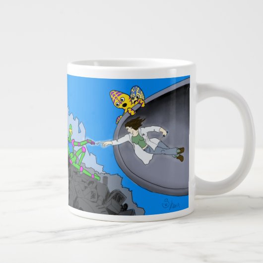 Mok van jumbo-koffie voor robots en Aliens (Rechts)