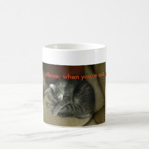 Mok van kattenliefhebbers; kattenslaap met tabby, 