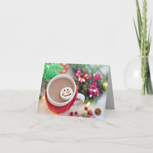 Mok van Kerstcacao, Sneeuwman Marshmallow Kaart (Voorkant)