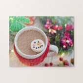 Mok van kerstcacao, Snowman Marshmallow Legpuzzel (Horizontaal)