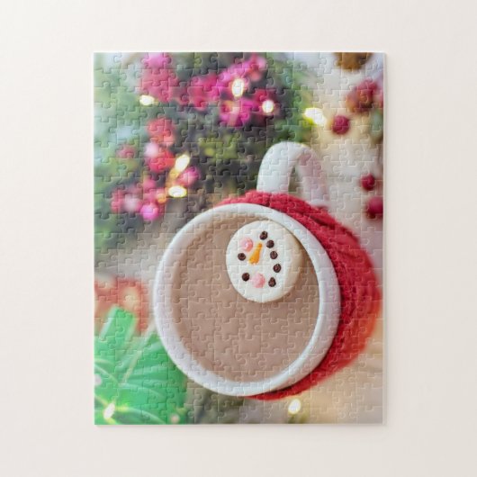 Mok van kerstcacao, Snowman Marshmallow Legpuzzel (Verticaal)