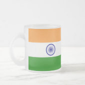 Mok van klein glas, bevroren, met Indiase vlag (Links)