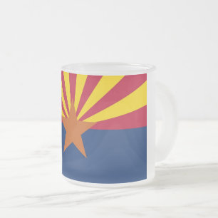 Mok van klein glas, bevroren, met vlag van Arizona
