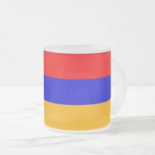 Mok van klein glas, bevroren, met vlag van Armenië (Voorkant rechts)