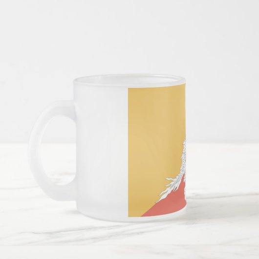 Mok van klein glas, bevroren, met vlag van Bhutan (Links)