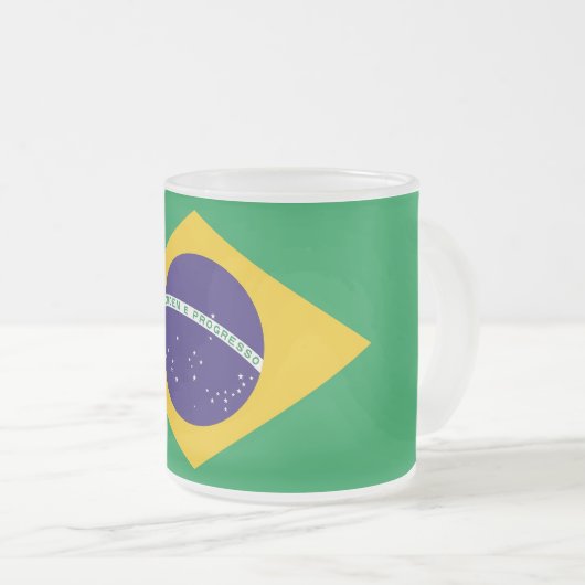 Mok van klein glas, bevroren, met vlag van Brazili (Voorkant rechts)