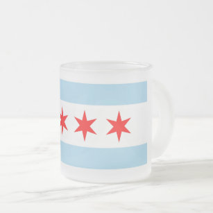 Mok van klein glas, bevroren, met vlag van Chicago