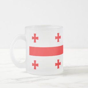 Mok van klein glas, bevroren, met vlag van Georgië