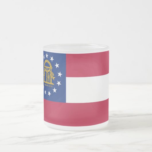 Mok van klein glas, bevroren, met vlag van Georgië (Center)