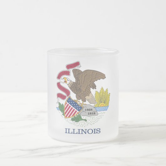Mok van klein glas, bevroren, met vlag van Illinoi (Center)