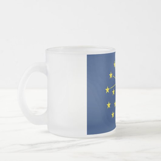 Mok van klein glas, bevroren, met vlag van Indiana (Links)