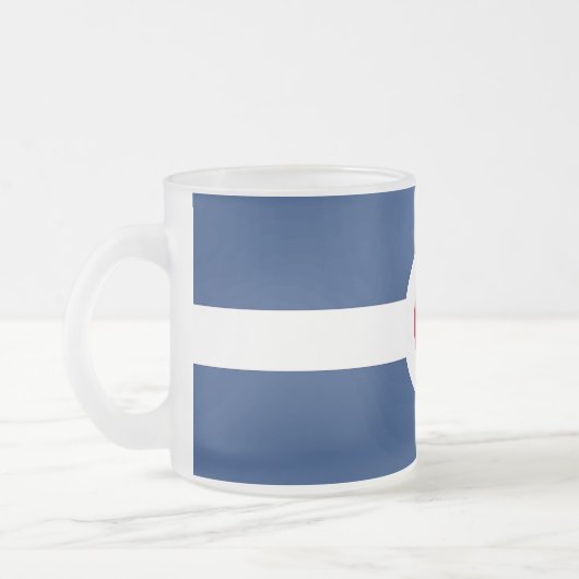 Mok van klein glas, bevroren, met vlag van Indiana (Links)
