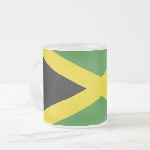 Mok van klein glas, bevroren, met vlag van Jamaica