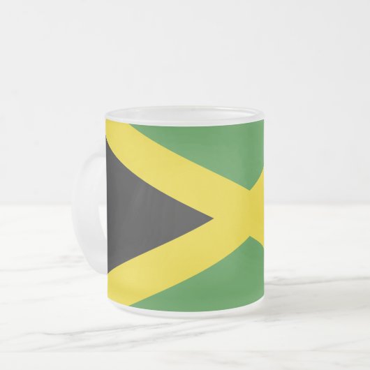 Mok van klein glas, bevroren, met vlag van Jamaica (Voorkant links)