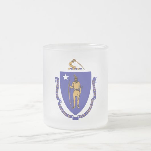 Mok van klein glas, bevroren, met vlag van Massach (Center)