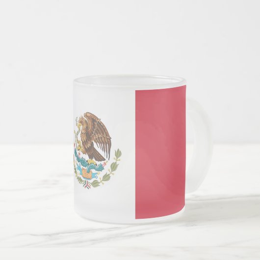 Mok van klein glas, bevroren, met vlag van Mexico (Voorkant rechts)