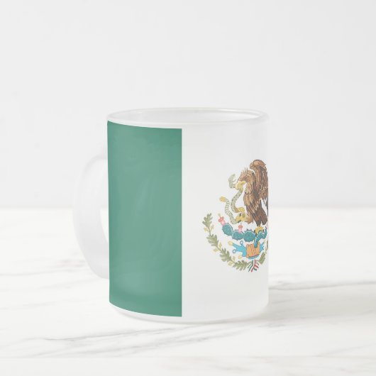 Mok van klein glas, bevroren, met vlag van Mexico (Voorkant links)