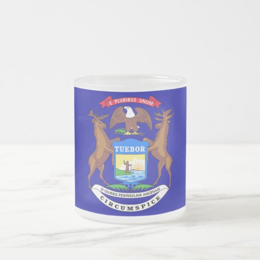 Mok van klein glas, bevroren, met vlag van Michiga (Center)