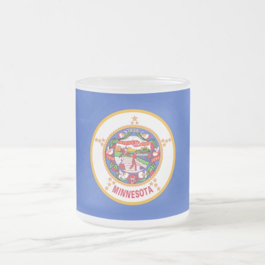 Mok van klein glas, bevroren, met vlag van Minneso (Center)