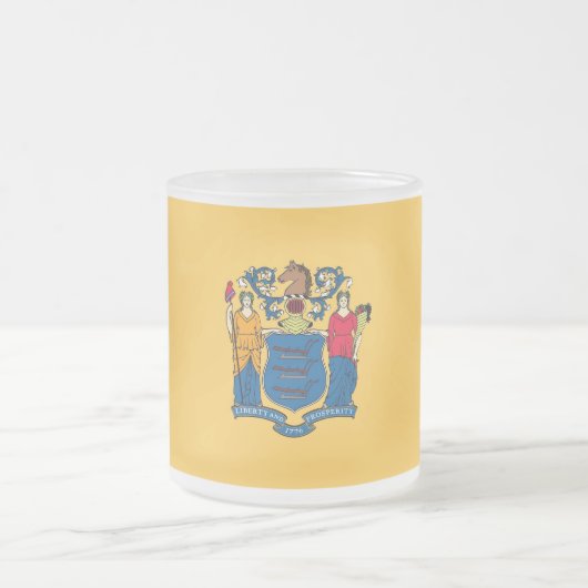 Mok van klein glas, bevroren, met vlag van New Jer (Center)