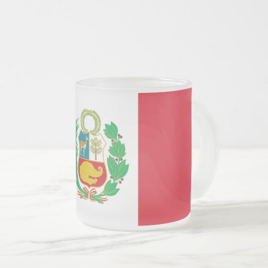 Mok van klein glas, bevroren, met vlag van Peru (Voorkant rechts)