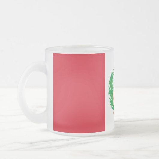 Mok van klein glas, bevroren, met vlag van Peru (Links)