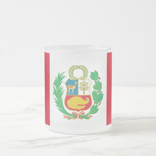 Mok van klein glas, bevroren, met vlag van Peru (Center)