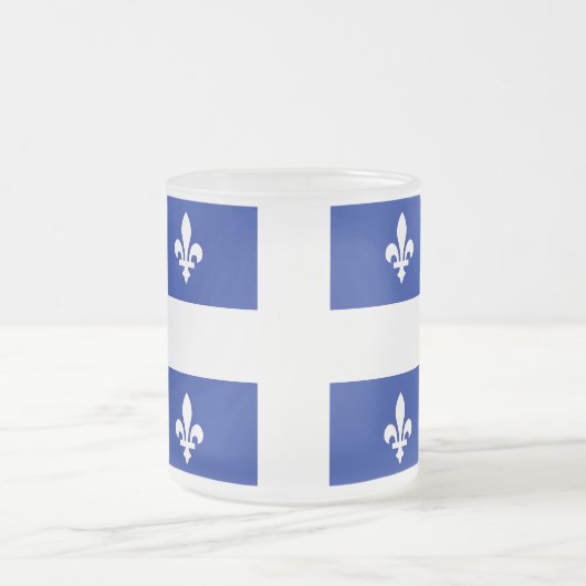 Mok van klein glas, bevroren, met vlag van Quebec (Center)