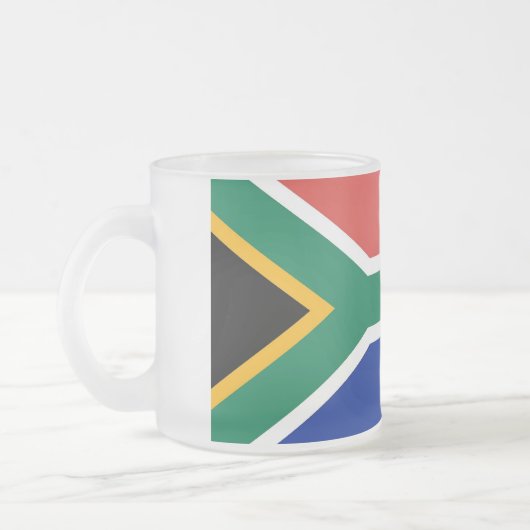 Mok van klein glas, bevroren, met vlag van Zuid-Af (Links)