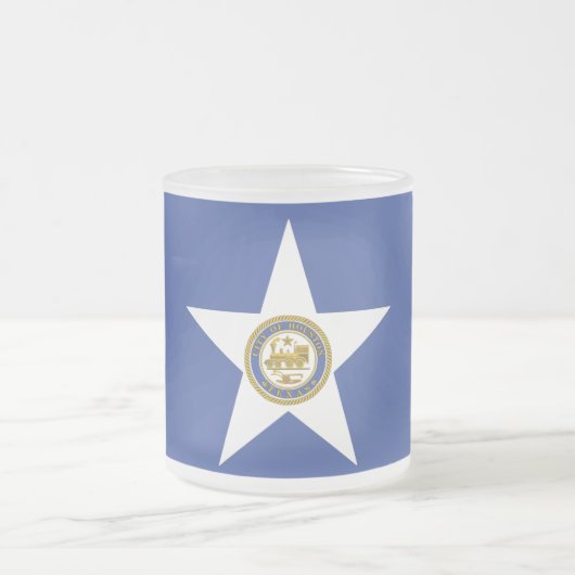 Mok van klein glas, bevroren - vlag van Houston (Center)