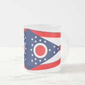 Mok van klein glas, gevriesdroogd, met vlag Ohio,  (Voorkant rechts)