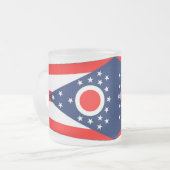 Mok van klein glas, gevriesdroogd, met vlag Ohio,  (Voorkant links)