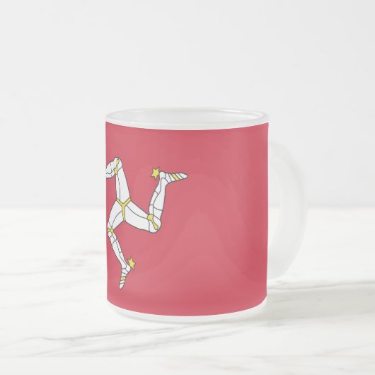 Mok van klein glas, gevroren met Man vlag, VK (Voorkant rechts)