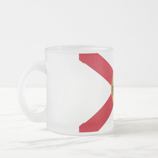 Mok van klein glas, gevroren, met vlag van Florida (Links)