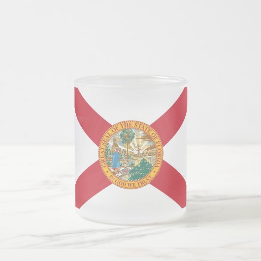 Mok van klein glas, gevroren, met vlag van Florida (Center)