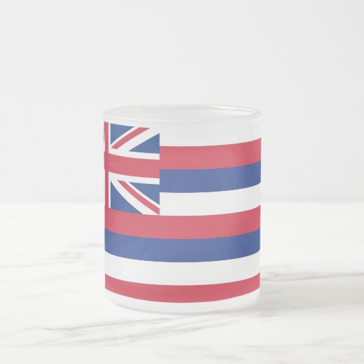 Mok van klein glas, gevroren, met vlag van Hawaii (Center)