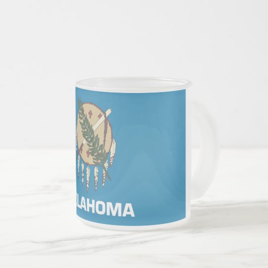 Mok van klein glas met vlag Oklahoma, Verenigde St (Voorkant rechts)