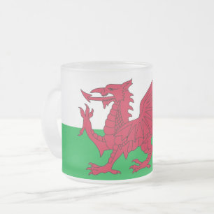 Mok van klein glas met vlag van Wales, VK