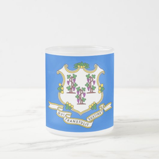 Mok van klein glas, voorgekookt, met vlag van Conn (Center)