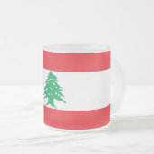 Mok van klein glas, voorgekookt, met vlag van Liba (Voorkant rechts)